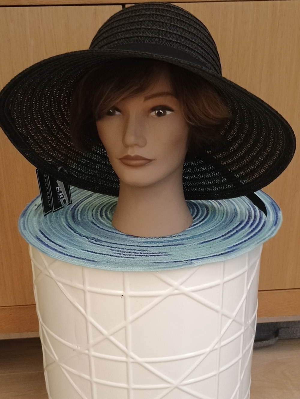 NWOT Magid UPF 50 Black Wide-Brim Straw Sun Hat